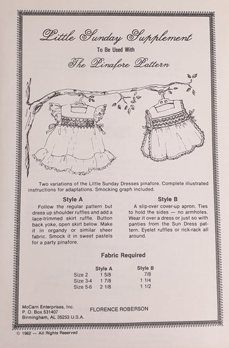 Little Sunday Dresses Pinafore Pattern Supplement
