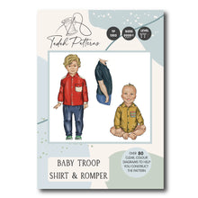 Load image into Gallery viewer, Tadah Patterns Baby Troop Shirt &amp; Romper