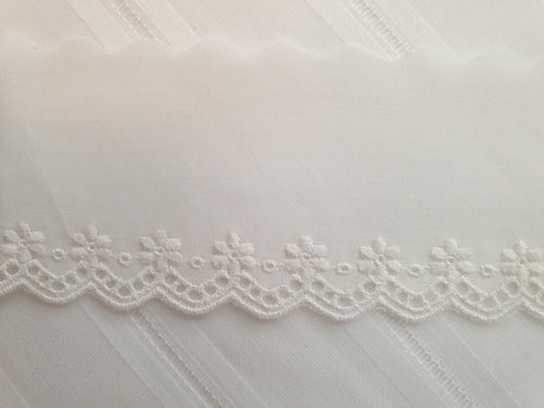 Swiss embroidered Edging White 50mm