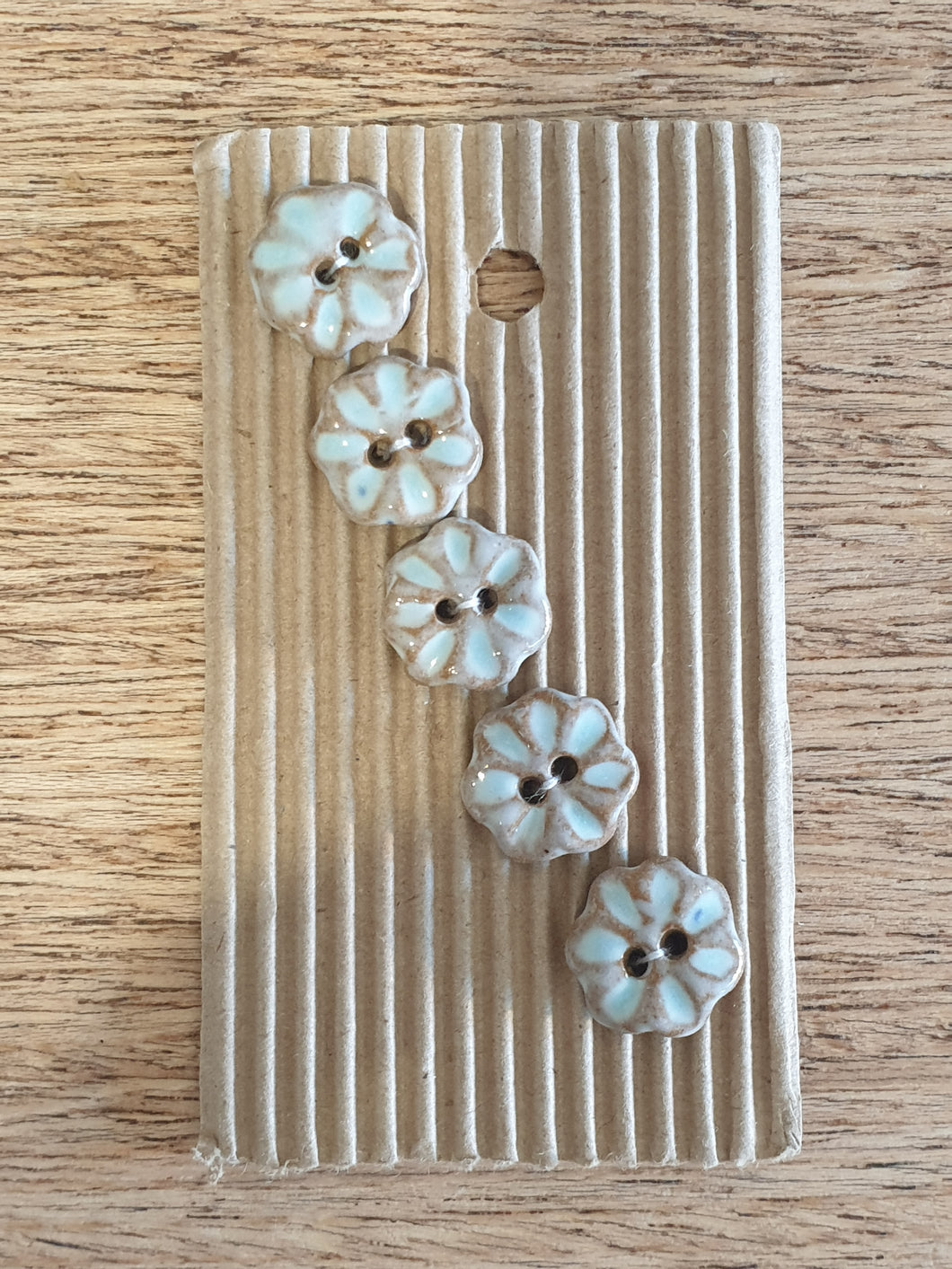 Handmade Ceramic Buttons Baby Blue Flower