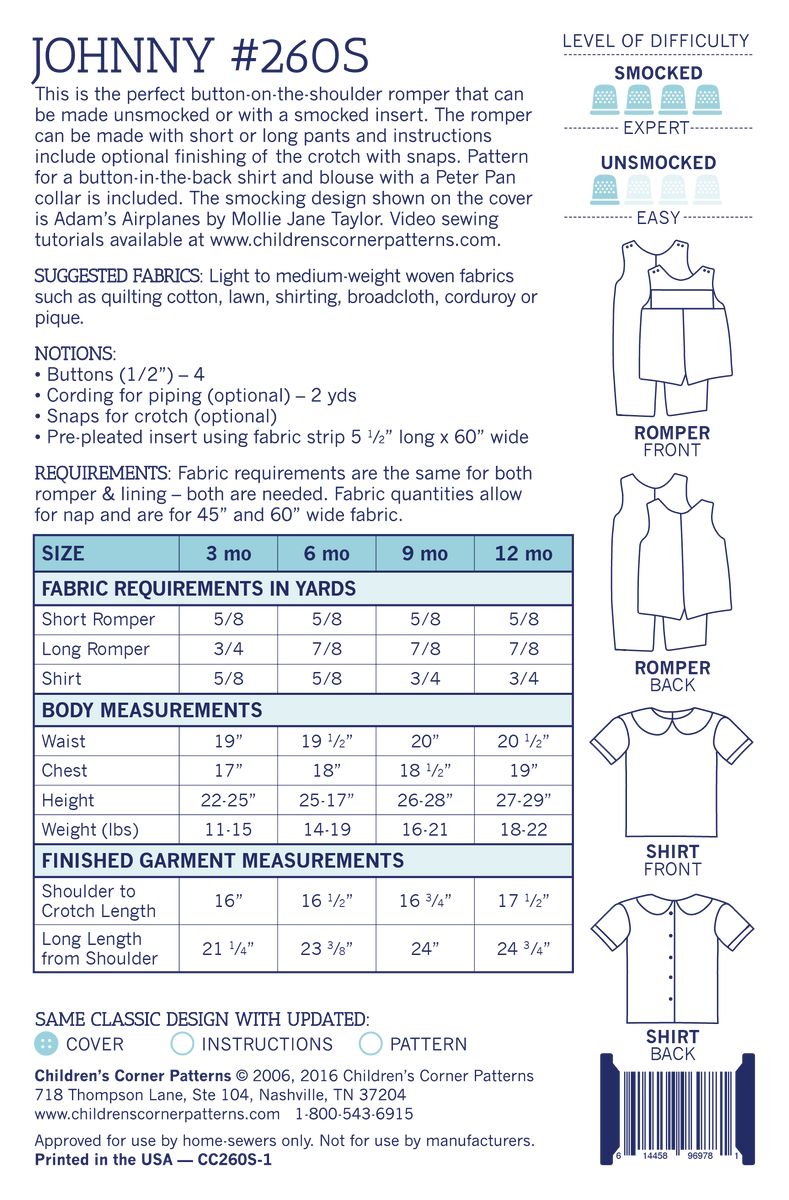 Children's Corner Johnny – Old School Stitches