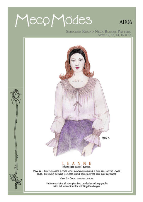 Meco Modes Leanne Smocked Round Neck Blouse