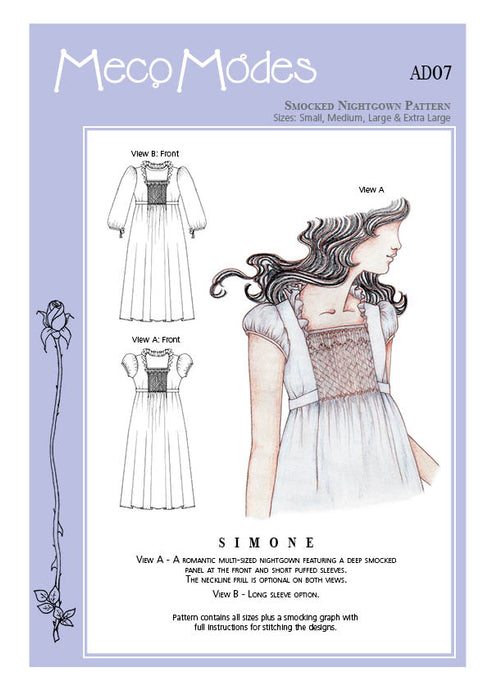 Meco Modes Simone Ladies Smocked Nightgown